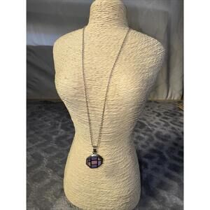 Sterling Silver Necklace w/ Enamel & Sterling Pendant 16"